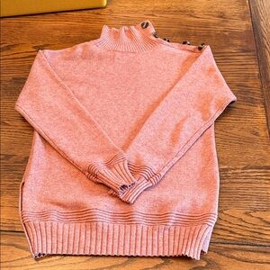 Elegant Pink Cowl Neck Sweater with Button Details